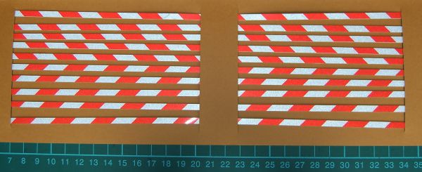 Warnstreifenset 4mm stripe width, 45 °, red / white reflective,