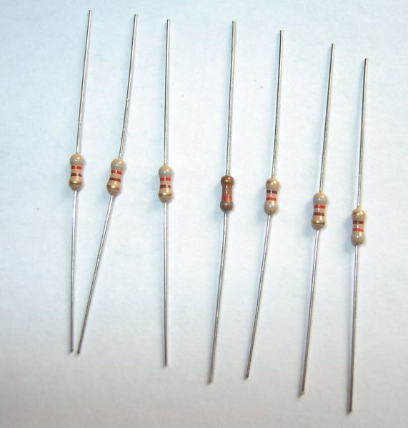 1 resistor, axially wired, 150 Ohm 0,25W, carbon layer