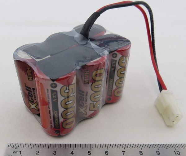 1 battery pack with SUB-C 5000 cells. 7,2V 6 cells, 5000mAh