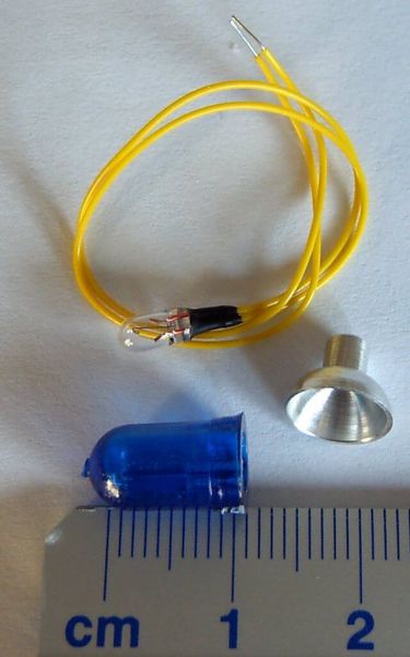 Blue light (1 piece), 7mm diam., 13mm H plastic, blue