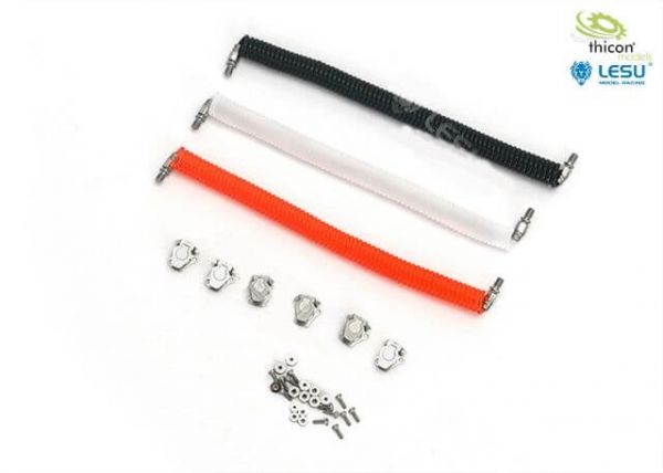 Juego de cables de aire comprimido blanco/rojo/negro. Diámetro de unos 5 mm