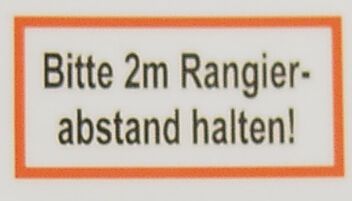 Text label "Rangierabstand 2m" 2-line self