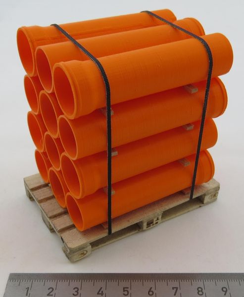 Sewer pipe pallet on a scale of 1: 14,5. ORANGE Sewer Pipes (3D