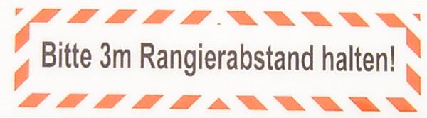 Metin etiketi "Rangierabstand 3m" 1-line öz