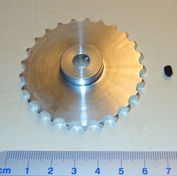 1 tandwiel, aluminium, 25 tanden diameter 60mm, 5,8mm dik,