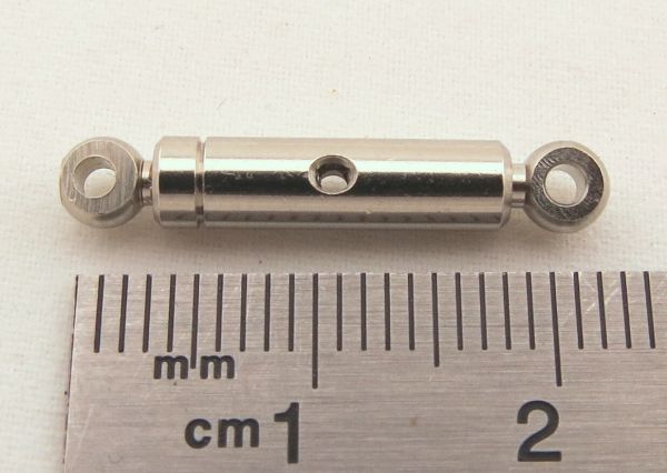 Vändkrok M2 (aluminium), med motsatt gänga. Total längd