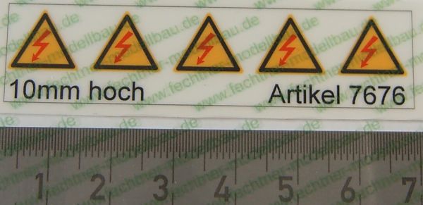 Warning triangle icons Set 10mm high 5 symbols
