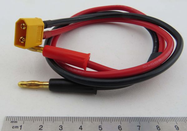 Câble de charge 1x Fiche banane / Prise XT60. environ 30cm CABINE EN SILICONE