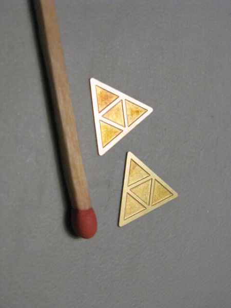 Triangle reflectoren (2 stuk), messing geëtst