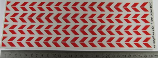 1 dekal ark med 4x dubbel varnings ränder, om varje 280x18,5mm,