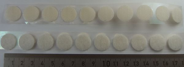 10 Paar Klettpunkte 16mm Durchmesser, weiß, Acrylat-Kleber