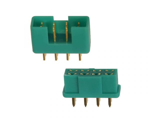 High-current connector, groen, 8-pins. 1 paar (1x connector, 1x