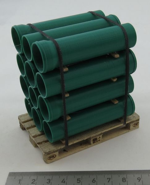 Sewer pipe pallet on a scale of 1: 14,5. GREEN sewer pipes (3D-Dr