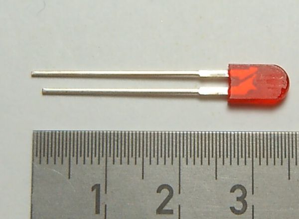1x LED rojo (tipo rectángulo 2,5 5 x mm) medio plano y redondo