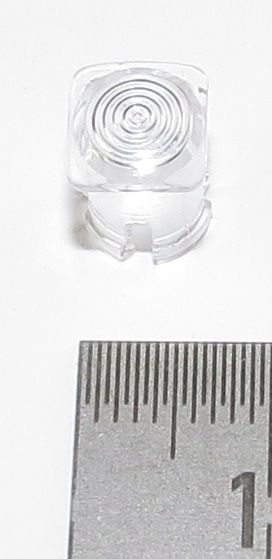1x lente LED para 5mm LED. cabeza plana, clara, cuadrado