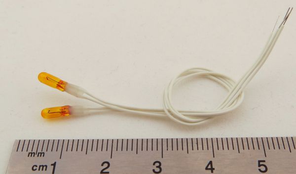 Bulb, yellow, 6V, 2,3mm diameter, 10cm strand length