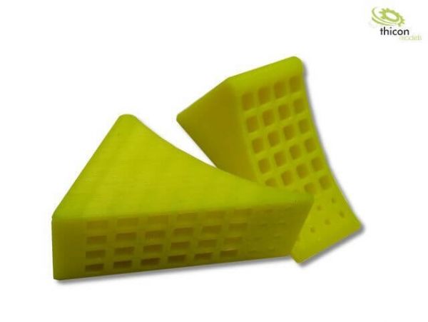 Hemmschuhe, gelb, mit Halterung. 3D-Druckteile