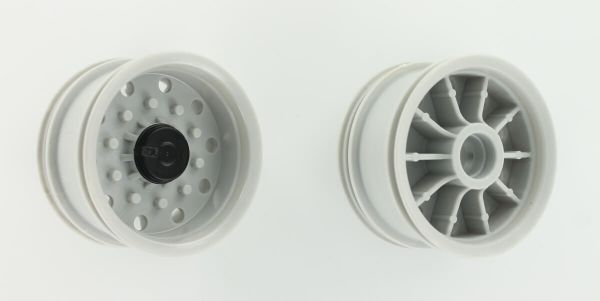 CARSON ruedas del semirremolque (2) de plástico de color gris plateado, para Tamiya