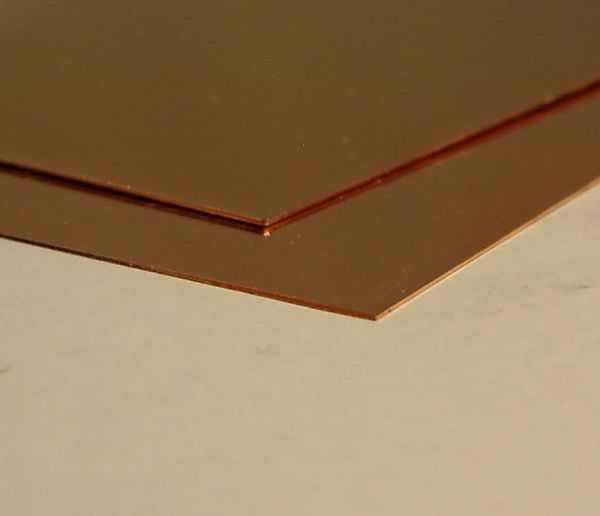 1 copper sheet, semi-hard 0,2mm 200x300mm. Sheet of copper
