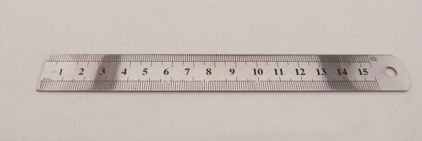 1 metal ruler, steel, bendable. 150mm. With double-sided mm