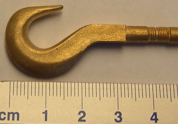 Crane hooks (single hooks), cast brass, 20x34mm 4,8mm