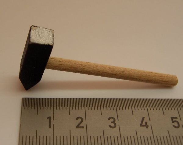 1x houten hamer 5,5cm natuur. Hammerhead zwart, stijl hout,