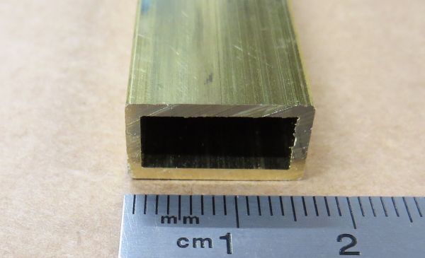 Flat tube MS63 16x8x1 mm, brass 1m long, wall thickness