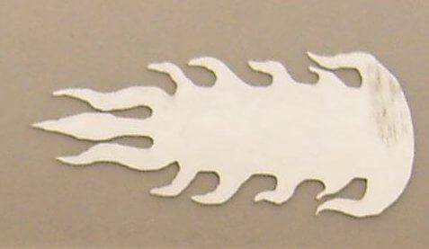Flame Symbol chrome foil 10mm high 22mm long (1 pair)