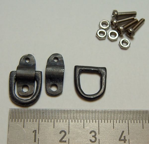 1 pair D-rings with mounting material, brass investment casting