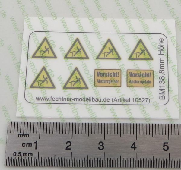Warning symbols set 8mm high, BM136, 6 + 2 symbols, yellow / black