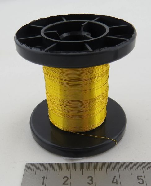 100m copper enamel wire, YELLOW, on spool. Strong color