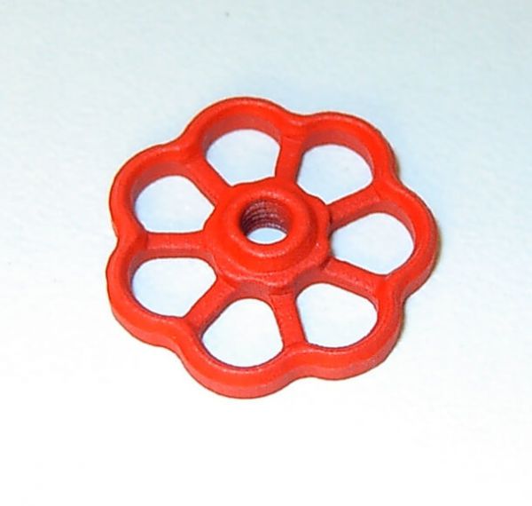 Handwheel 17mm diameter, milled aluminum, threaded M2, red