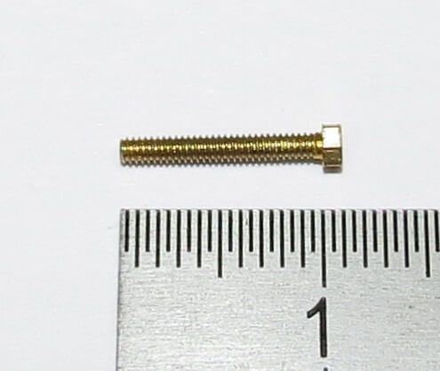 Hexagon model screw M6 x 1,4 brass. SW 10mm head height 2,0