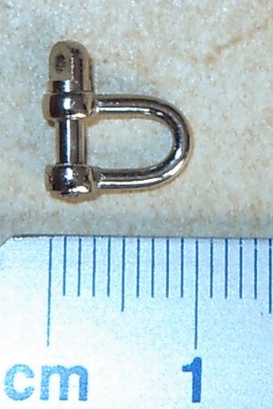 Shackle about 11x7x1,4mm with eyebolt brass, nickel-plated, 1