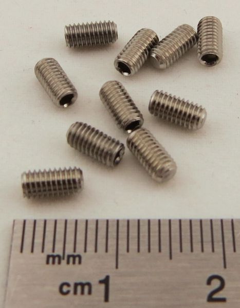 Grub screw M3x6 DIN913, A2, stainless steel. 10 piece.