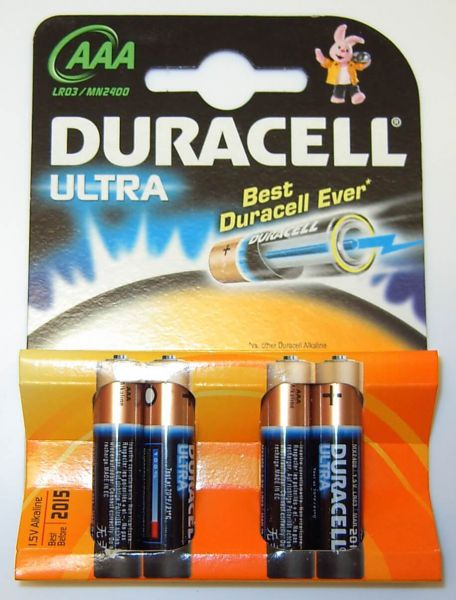 Baterie 1,5 Volt Duracall Micro AAA, 4er blister, LR03,