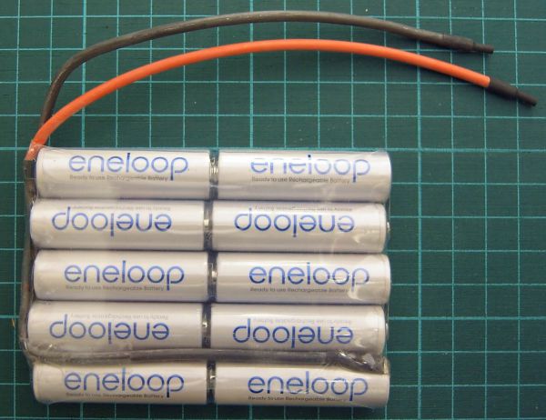 Battery pack with 10x ENELOOP HR 3U cells 12V, 2000mAh without