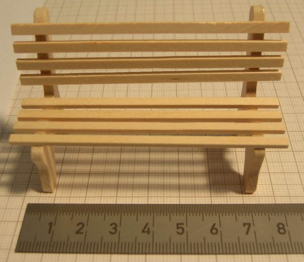 1x Park Bench 8 cm breed, hout, natuurlijk,