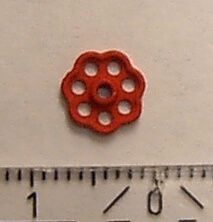 Handwheel 7mm diameter, milled aluminum, threaded M1,4 red
