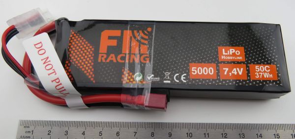 LiPo batteri 7,4V/5000mAh. Hobbylinje. Med T-koppling