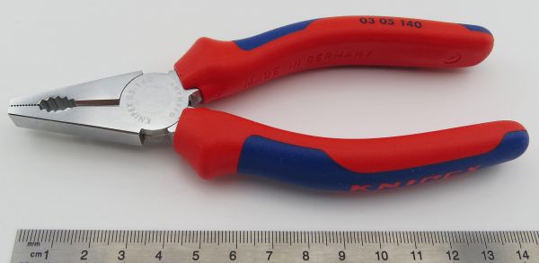 Pliers, straight jaws, 140mm long. Knipex. Red Blue