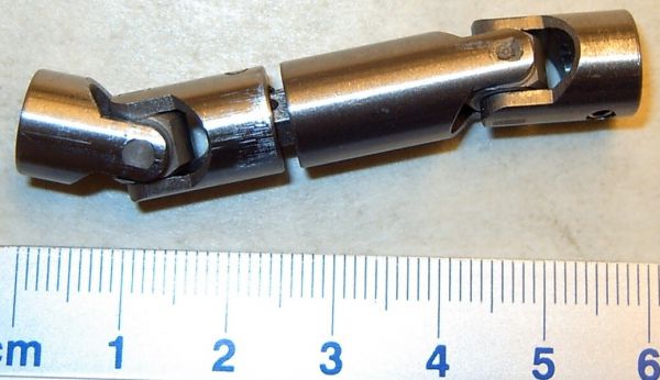 Dubbele kruiskoppeling 10mm Diameter, totale lengte 60mm, St