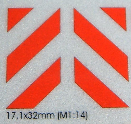 tryckta Foliendecal reflexfolie W-2 45 ° avfasning