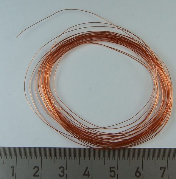 5m enamelled copper wire, clear, solderable. 0,52 Ohm / m