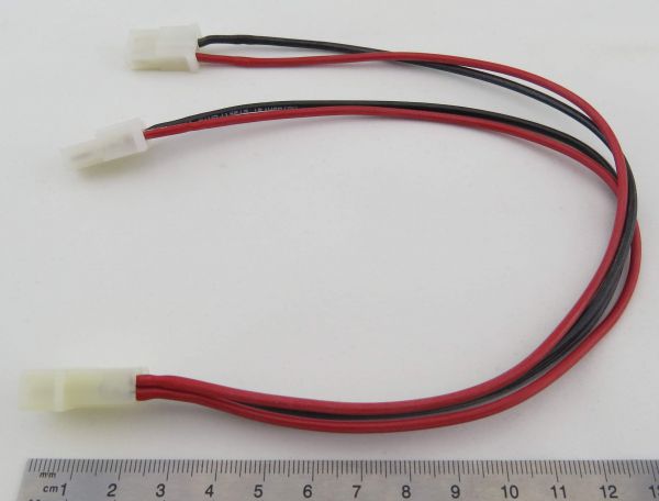 Rechargeable Y-cable, 1,5qmm, 28cm, AMP Y-cable for 1x rechargeable battery