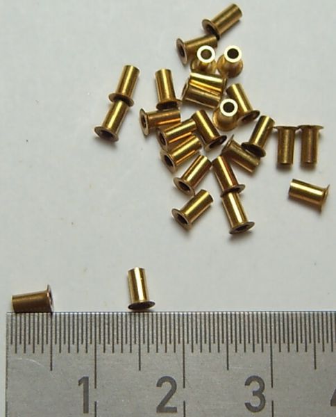 Brass rivets, 25 piece. (Tubular rivets). Head diameter