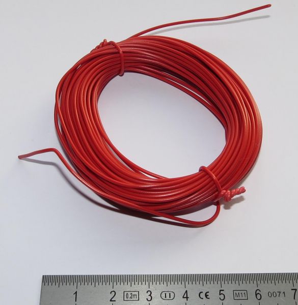 PVC fläta, 0,14 qmm, röd, 10m ring