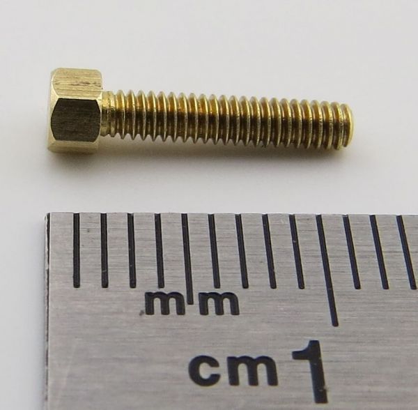 6-Kant model screw M2,0x10 brass, SW 3,0mm KH 2,0mm