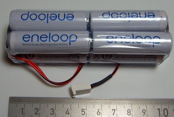 Battery pack with 8x ENELOOP HR 3U cells 9,6V 2000mAh, with
