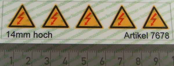 Warning triangle icons Set 14mm high 4 symbols